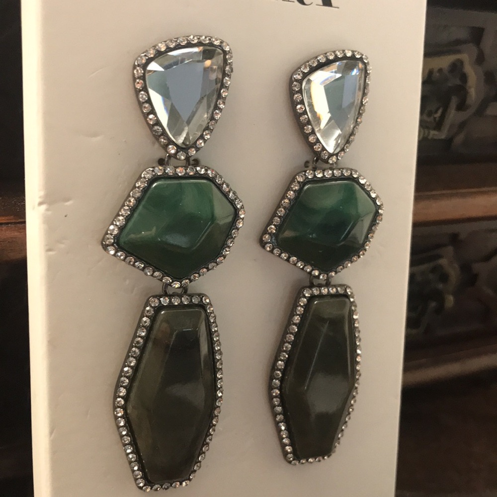 Zara Multi Color Rhinestone Drop Earrings - Picture 2 of 4